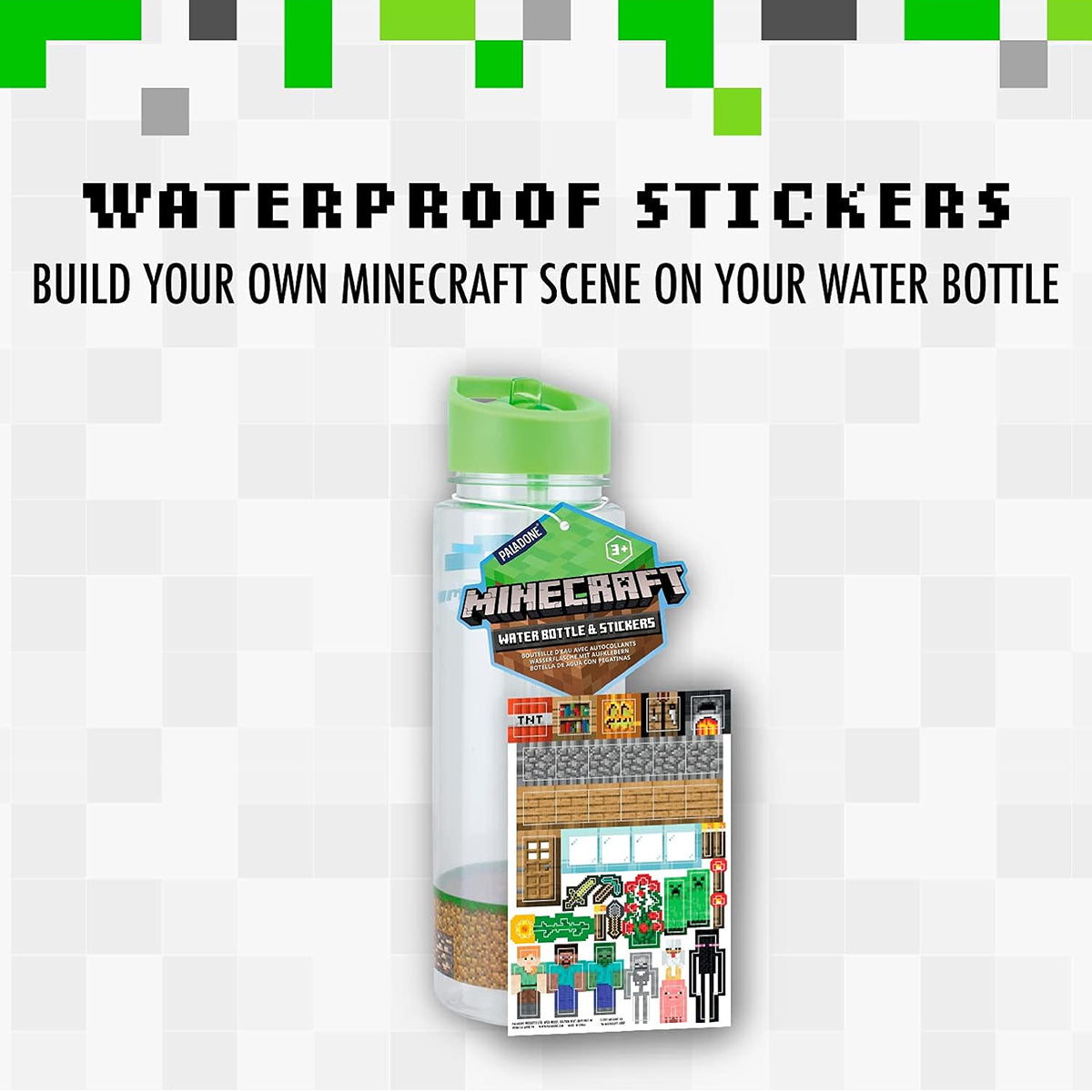 Botella para agua con stickers Minecraft (Paladone)