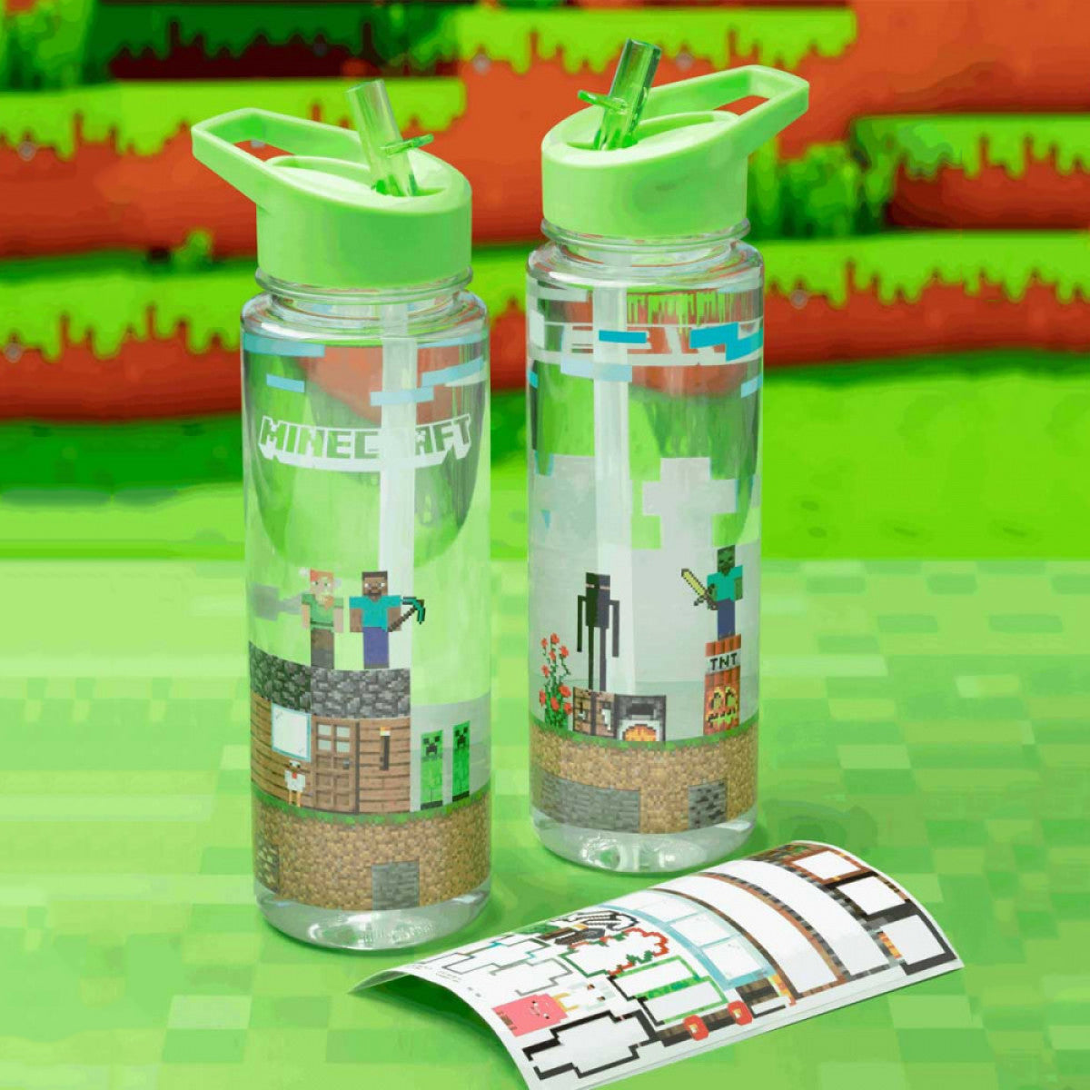 Botella para agua con stickers Minecraft (Paladone)